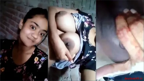 Pretty girl recording her nudes showing boobs and pussy